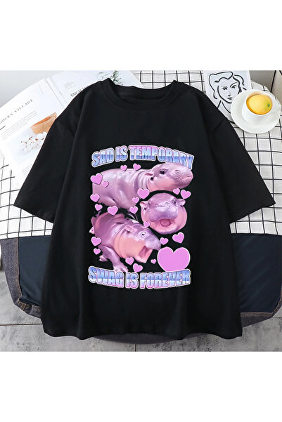 Drippy Tricou Moo Deng Vintage Hippo Memelik - Bărbați și Femei