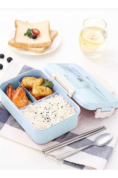 Primo Plus Plastic lunch box with assorted spoon and chopsticks