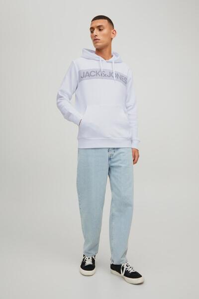 Jack & Jones Ανδρική κουκούλα ιδρώτα - Λογότυπο Jjecorp, Noos 12152840 Reg/Large Print/Προβολή στο βουνό