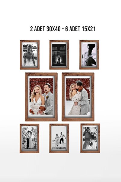 Bytwo ÇOKLU ÇERÇEVE AHŞAP MDF PVC'Lİ FOTOĞRAF ÇERÇEVE 2 ADET 30X40 - 6 ADET 1...