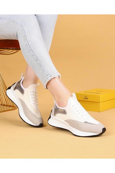 layki Pantofi de mers zilnic pentru femei din piele intoarsa de lux de culoare argintie Dracia