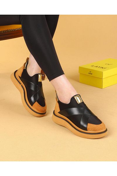 layki Nesica Black and Tan Colored Elastic Parachute Fabric Hiking Shoes