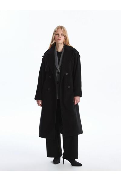 LC Waikiki Γυναικείο παλτό Lcw Vision Ceket Yaka Oversize Κασεμί