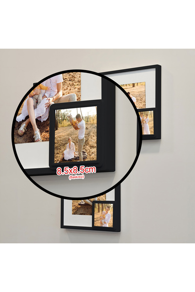 Nobbystar Yapışkanlı Yavrulu Sök-tak Paspartulu Siyah 21x21cm Kare Fotoğraf Çerçevesi - 3'lü Paket