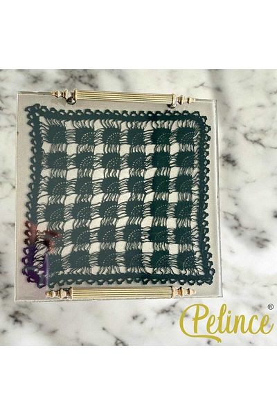 Home Epoxy Resin Lace Tray - Square Black Lace - Width 25 cm