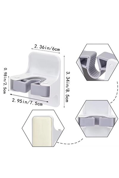 Metsar Home 4 Adet Çok Amaçlı Paspas, Süpürge, Fırça Ve Mob Askısı-Sap Tutucu Mutfak Ve Banyo Askısı