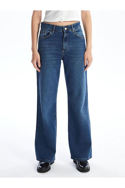 LC Waikiki Blugi LCW Indigo Wideleg Pantaloni de jeans pentru femei