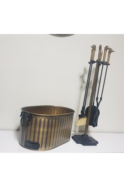 KOCHER ŞÖMİNE SETİ ODUN KOVASİ VE MAŞA TAKIMI