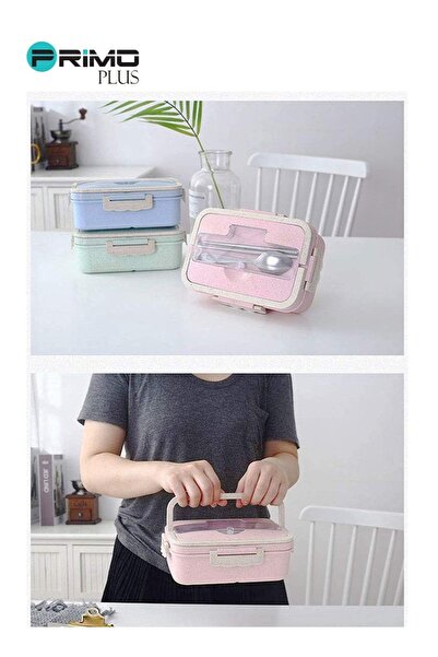 Primo Plus Plastic lunch box with assorted spoon and chopsticks