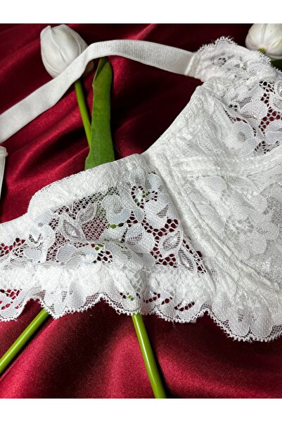 MİSTİRİK Espera Model - Comfortable Semi-Transparent Bra with Lace Detail, Ecru Color