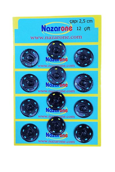 Kezban Tekstil 6 No 25 mm 12 Pairs Black Metal Snap Button