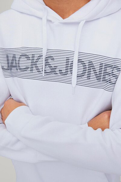 Jack & Jones Ανδρική κουκούλα ιδρώτα - Λογότυπο Jjecorp, Noos 12152840 Reg/Large Print/Προβολή στο βουνό