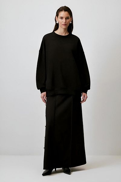Touche Oversize Black Sweatshirt - Mkn3064