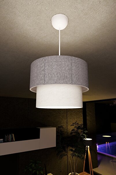 gökdağ group g g Pasta Avize 30 Cm Koyu Gri - Kırçıllı Beyaz