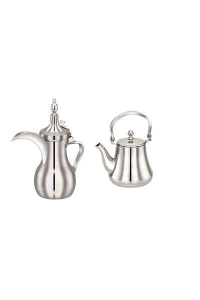 Bohara Indian steel tea pot and dallah set large