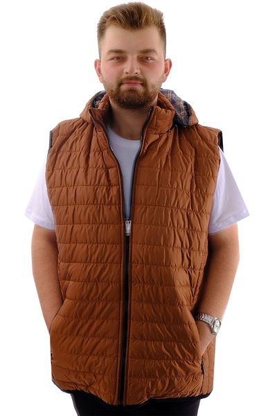 ModeXL Ανδρικό καπιτονέ γιλέκο Mode XL Plus Size U24702 Καφέ
