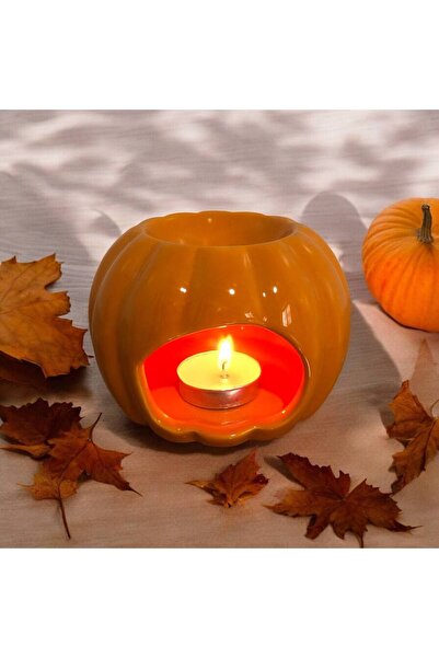 Genel Markalar Bal Kabağı Seramik Buhurdanlık ( 1 Adet tealight mum ve tek ku...