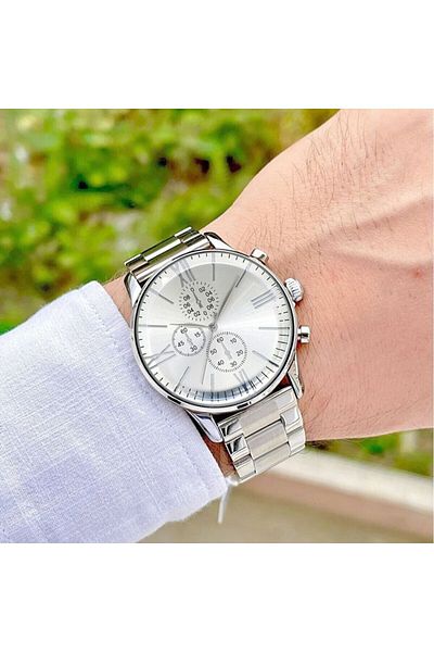 Leerybee Men's Silver Wristwatch - Large Case, Metal Cord, Sports Design, Special Boxed, Gift for Lover