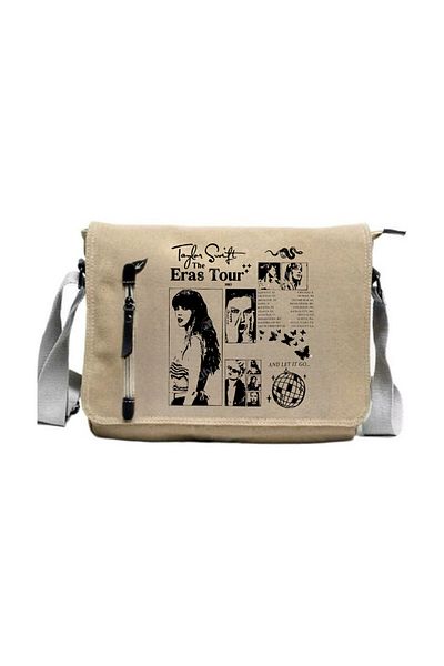 Aesthia Taylor Swift The Eras Tour Geantă Messenger de culoare bej imprimată cu design special -Mingalondon