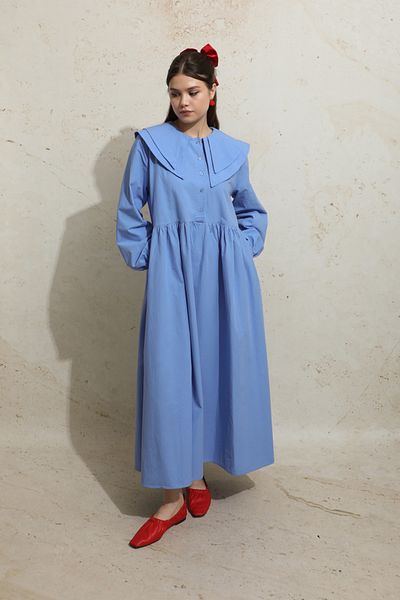 ZÜLAYS Blue Double Baby Collar Dress