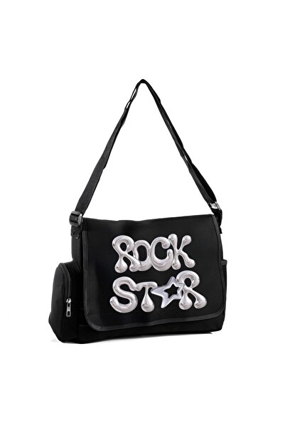 Aesthia Black Rock Star Special Design Messenger Bag with Pockets -Mingalondon