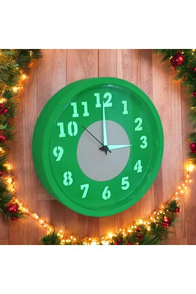 Bahat Phosphorescent Fluorescent Green Mini Wall Clock Diameter 22 cm