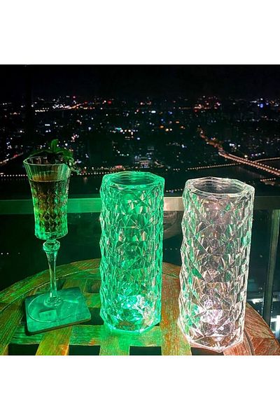 Primo Plus Acrylic Diamond Table Lamp Touching Control 3 Lighting Colours Clear