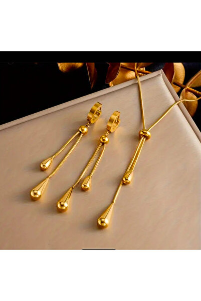 Marmara Sik Elegant Stainless Steel Jewelry - Gold Water Drop Gift Muekmmel
