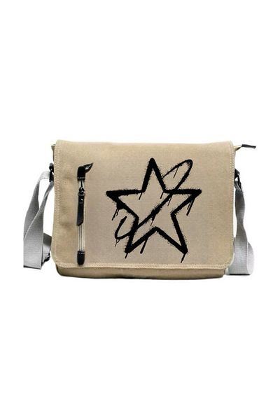 Aesthia Geantă Messenger Minga 3D Falling Star imprimată în culoare bej -Mingalondon