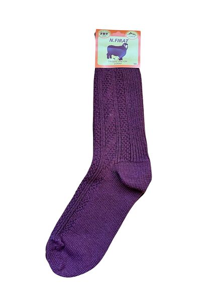 FIRAT Men's Wool Winter Burgundy Color 3 Pairs Traditional Printed Socks