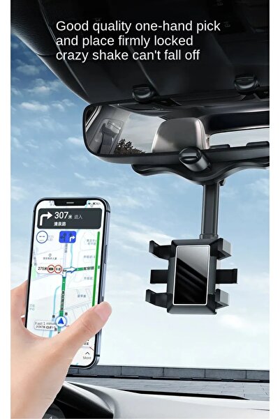 froyalife Araç İçi Telefon Tutucu Ergonomik Rahat Kullanım Dikiz Aynasına Montaj 360 Derece Dönebilen