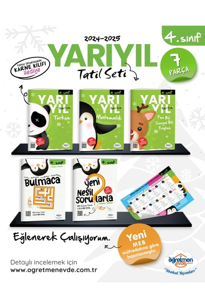 öğretmen evde ÖĞRETMENEVDE 4.Sınıf Yarıyıl Tatil Seti - Kış Tatili Kitabı (degerkitap - 2025)