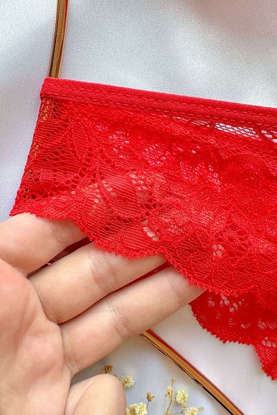 ifondi Red Supported Lace Bralette Set