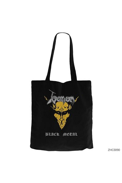 Z zepplin Venom Black Metal Μαύρη υφασμάτινη τσάντα με φερμουάρ Gabardine
