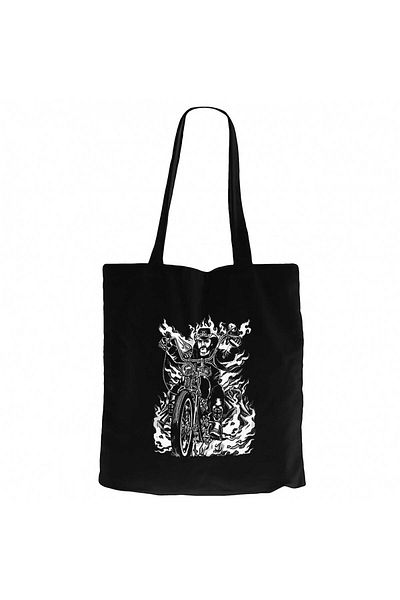 Z zepplin Motörhead Lemmy Kilmister Motorbike Fire Black Canvas Tote Bag