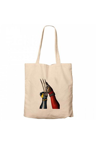Z zepplin Deadpool Wolverine Poster Cream Zipper Cloth Bag Gabardine