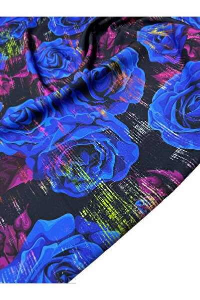 ipekkumaş Navy Blue Rose Pattern Φόρεμα Πουκάμισο Crepe Υφασμάτινο Προϊόν μας...
