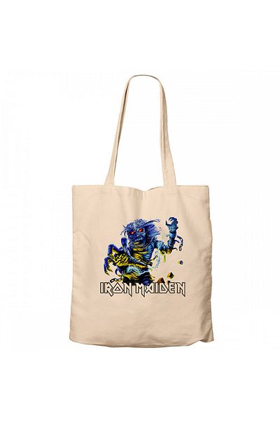 Z zepplin Iron Maiden Sleeve Cream Zippered Cloth Bag Gabardine