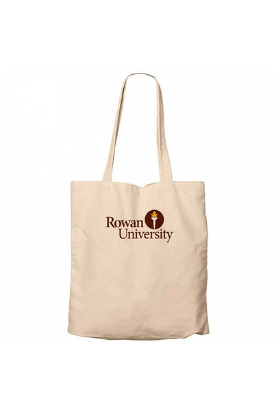 Z zepplin Rowan University Logo Text Cream Canvas Tote Bag