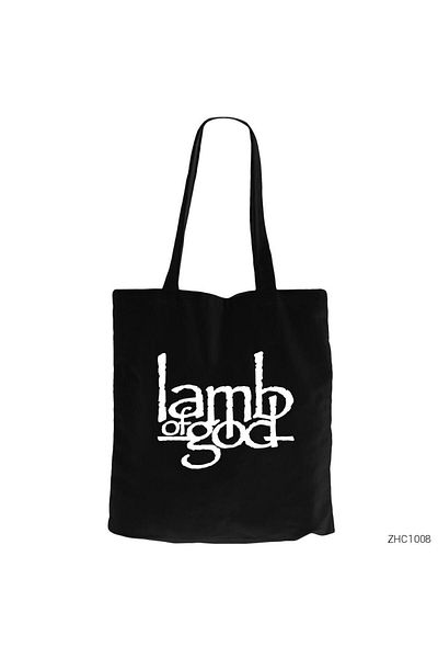 Z zepplin Lamb of God Logo Μαύρη υφασμάτινη τσάντα με φερμουάρ Gabardine