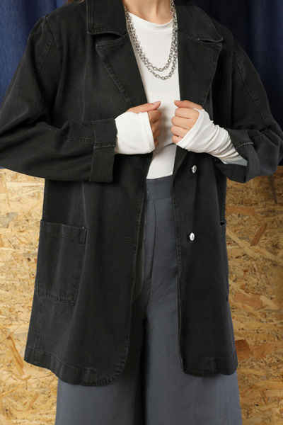 ZÜLAYS Denim Blazer Ceket Siyah