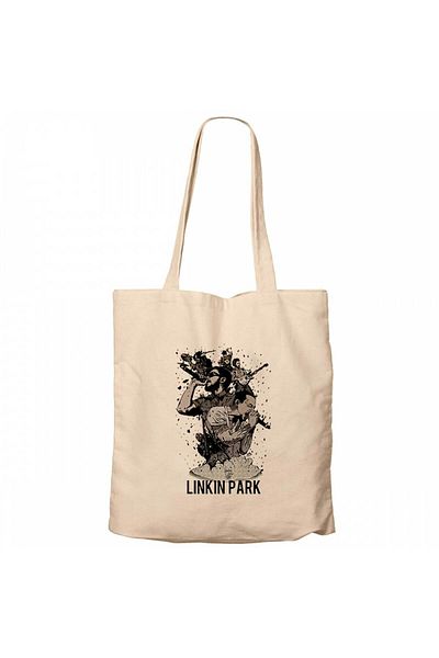 Z zepplin Linkin Park Group Poster Cream Zipper Cloth Bag Gabardine