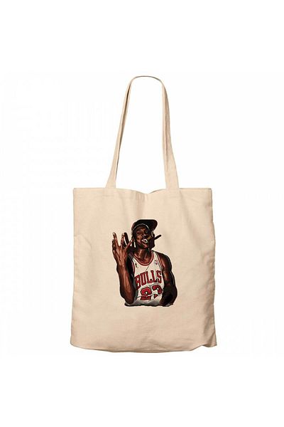 Z zepplin Micheal Jordn Bulls 23 Cream Canvas Tote Bag