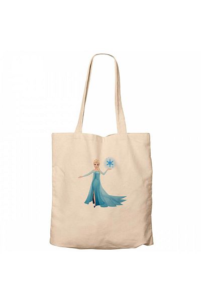 Z zepplin Frozen Elsa Silhouette Cream Zippered Cloth Bag Gabardine