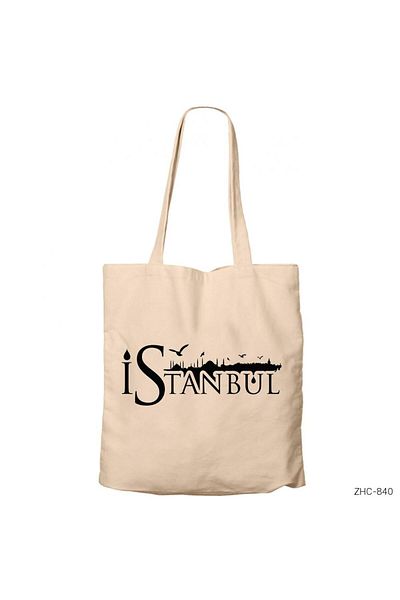 Z zepplin Istanbul Silhouette Cream Canvas Tote Bag