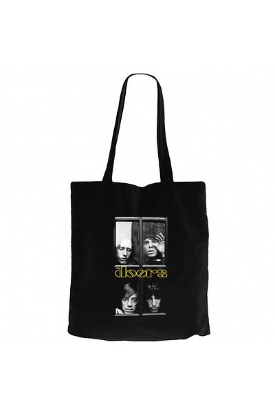 Z zepplin The Doors Windows Μαύρη υφασμάτινη τσάντα με φερμουάρ Gabardine