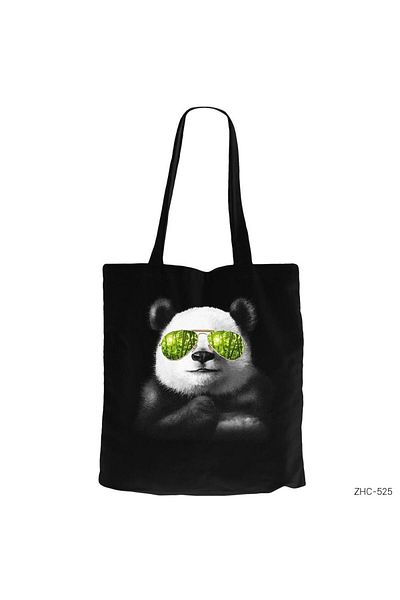 Z zepplin Cool Panda Black Canvas Tote Bag