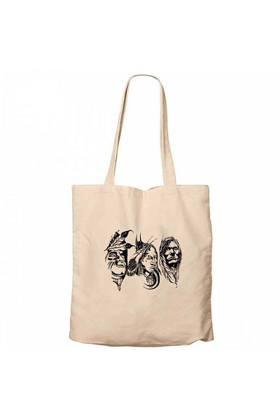 Z zepplin Native American Thre Man Cream Zippered Cloth Bag Gabardine