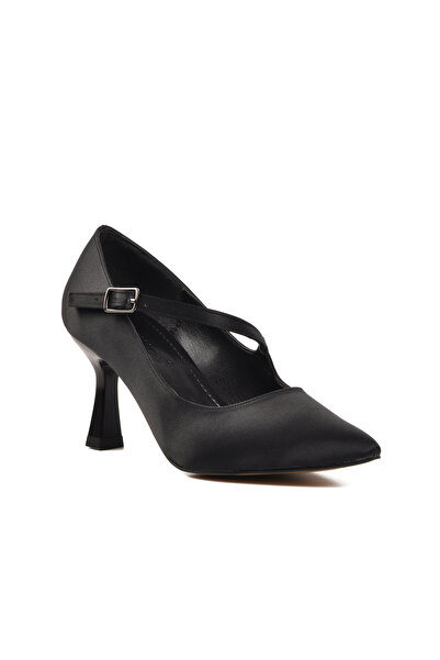 AYAKMOD Pantofi cu toc de damă din satin negru