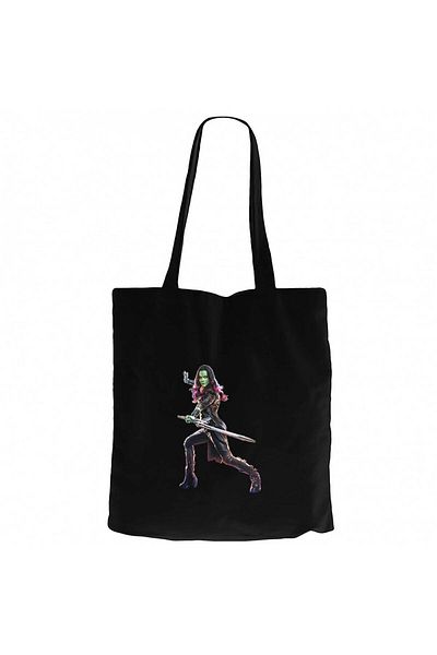Z zepplin Guardians of the Galaxy Gamora Μαύρη υφασμάτινη τσάντα με φερμουάρ Gabardine
